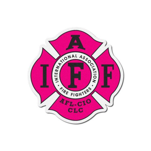 4&#034; iaff reflective firefighter sticker fire decals - pink &amp; black for sale
