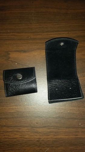 Black leather mini badge holders / snap closure for sale