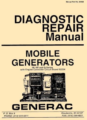 Generac ac generator np im mc ohvi engine service manual &amp; owner 100 manuals cd for sale