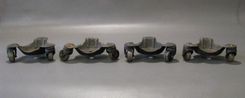 Lot of 4 Old Vintage Set-on Swivel Castors - 3-Wheeled for Restoration