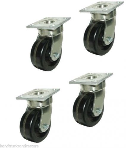 Set of 4 heavy duty hard phenolic  tool chest casters with 4&#034; x 2&#034; wheel for sale