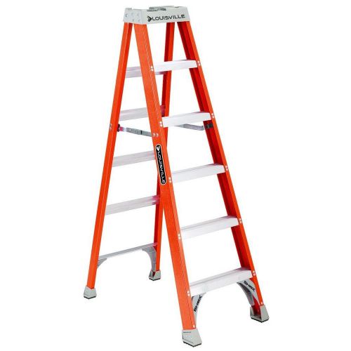 Louisville 6-foot step ladder - heavy-duty fiberglass type ia 300-lb. duty for sale