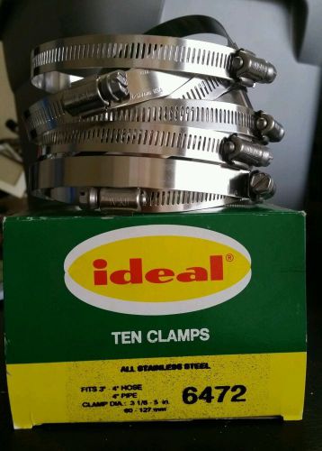 9 PC IDEAL 6472 STAINLESS STEEL 3 1/8&#034; - 5&#034; HOSE CLAMPS  fits 3-4&#034; hose 4&#034;pipe