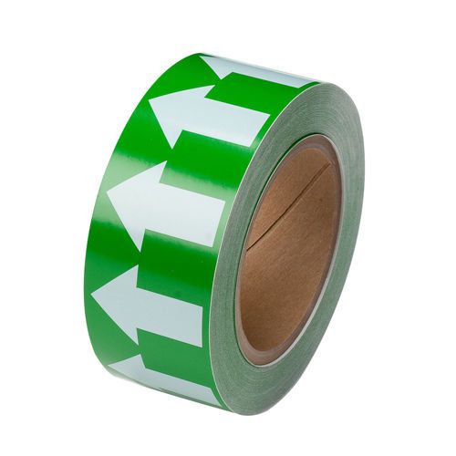 BRADY 91421 Directional Flow Pipe Marking Arrow Tape, White/Green, 2&#034; x 90 ft.