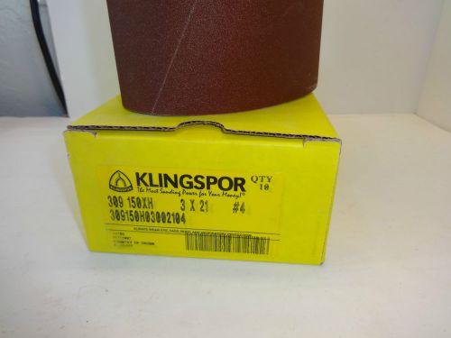 KLINGSPOR Sanding Belts 3 X 21  #4  309 150XH  Lot of 10 Belts - NEW