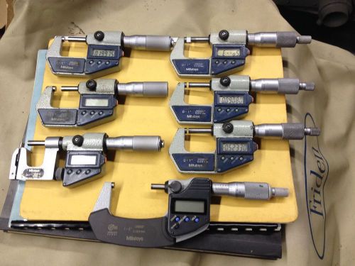 Repair Lot of 7 Digital Mitutoyo Micrometer Micrometers Tools Carbide Tipped Mic