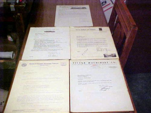 Lot of 5 1950&#039;s letterheads quotes industrial machinery machine tools for sale