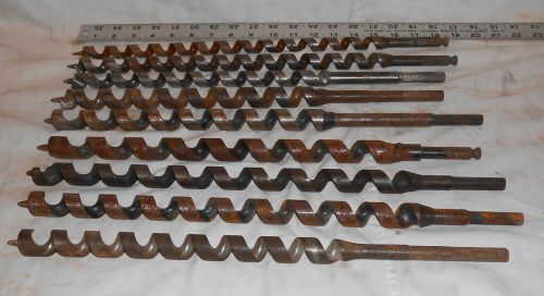 LOTof 10 USED AUGER  BITS 18&#034; length  3/4 7/8 1 INCH MILWAUKEE IRWIN ?