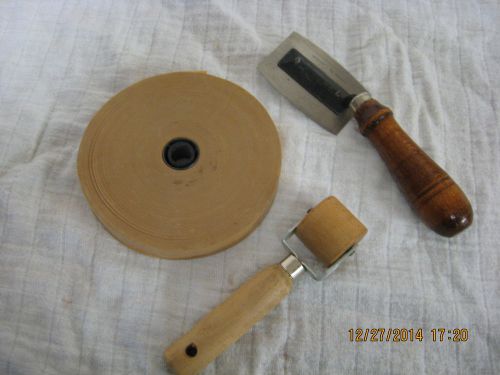 Veneering tools-offset handle flush cut veneer saw, roller, gummed paper tape for sale