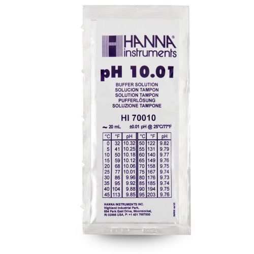 Hanna Instruments HI70010P pH 10.01 buffer at 25C, 20 mL, 25 pkg