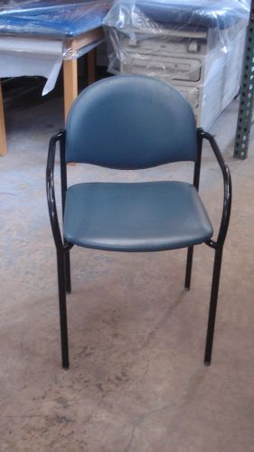 Side Chairs With Arms Blue Vinyl Upholstery