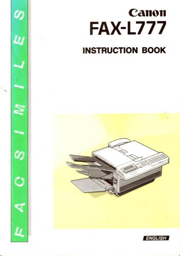 Canon FAX Model L777 Instruction Book - English - Manual