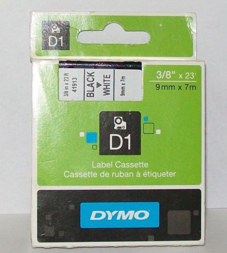 Dymo Label Cassette D1 Black / White 3/8&#034; x 23&#039; 9mm x 7m 41913 *New