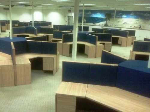 Desk cubicle units used lot 5 blue oak office furniture liquidation blowout sale for sale