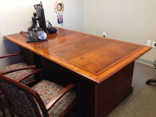 Bernhardt classic elegant wood office executive desk and credenza