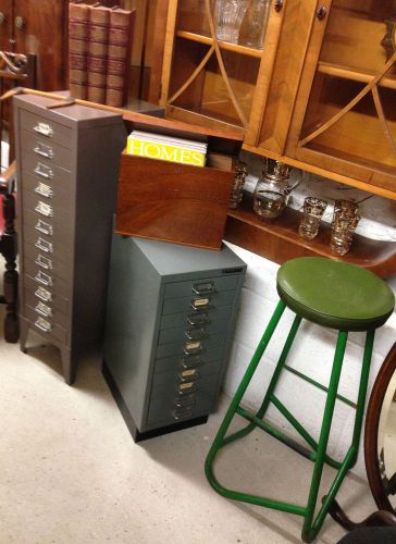 Tall Vintage Industrial Twelve Drawer  Paper Filing Cabinet / Drawers