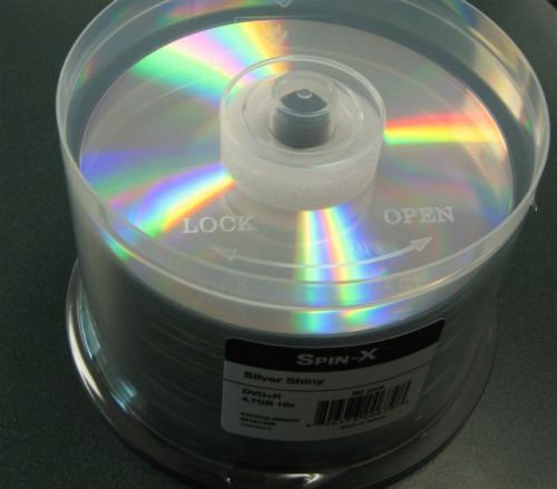 50 spin-x prodisc dvd+r, silver shiny,16x, 4.7 gb for sale