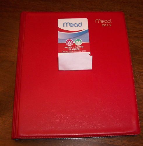 2015 Deep Red WEEKLY/MONTHLY tabbed planner 6X8&#034; Executive desk calendar Mead