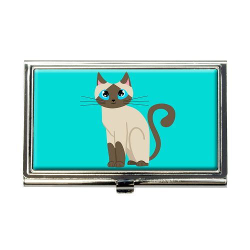 Cute Siamese Cat Business Credit Card Holder Case