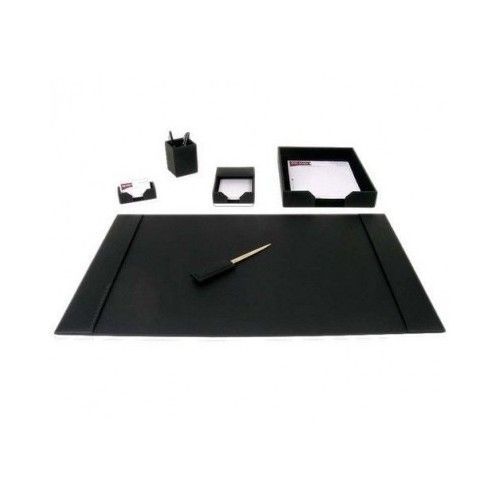 Black Leather Desk Set Pad Office Holder Organizer Tray Executive Dacasso Letter