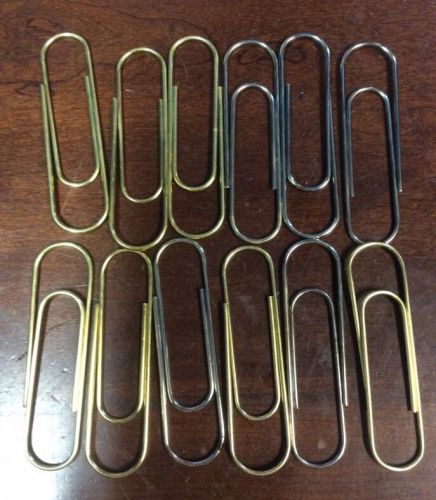 12 Oversized 4&#034; Metal Paperclips - Pre Owned