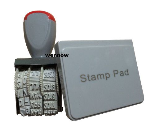 Rubber Manual Set Date Stamp + Black Ink Pad for Business Office School