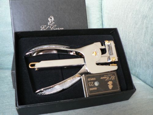 Deluxe Plier Stapler Chrom EL CASCO with 23kt gold accents model &#034;M-85 CT&#034;