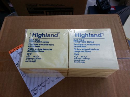 2 Packs of 3M Highland 6549YW Self-Sticking Notes, 3x3, 12/PK, Yellow NEW