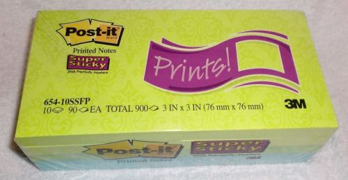 900 post-it super sticky 3&#034; x 3&#034; print notes, 10 pads / pack 654-10ssfp for sale