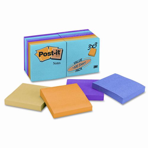 Post-it® Ultra Color Notes, 3 x 3, Five Colors, 14 100-Sheet Pads/pack