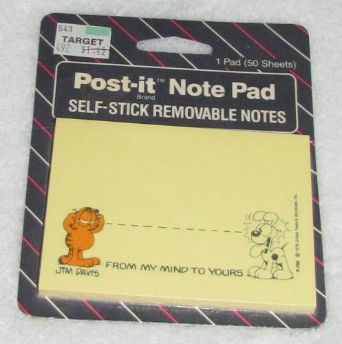 NEW! HTF 1985 3M GARFIELD ODIE JIM DAVIS POST-IT NOTES &#034;FROM MY MIND TO YOURS&#034;