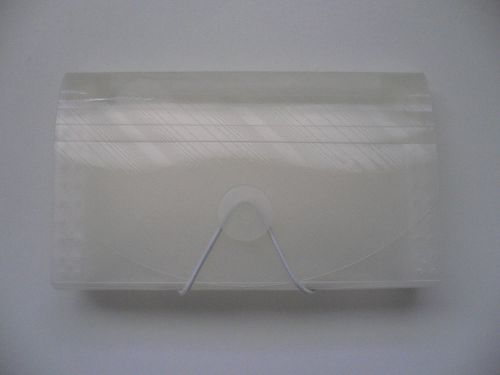 CLEAR/WHITE Expandable Coupon Holder 7 Pockets Organizer w/Elastic Closure BN