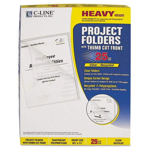 Project folders, jacket, letter, poly, clear, 25/box for sale