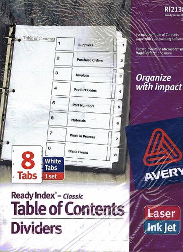Avery 11132 Ready Index 8 Tab Classic Table of Contents Dividers - 1 Set