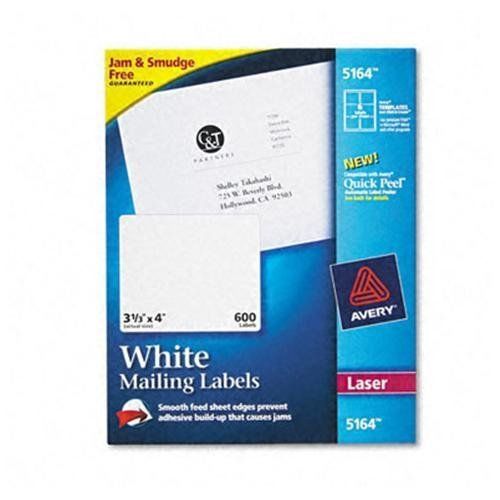 600 Avery 5164  Laser White Shipping Labels, Address, Envelopes ,UPS,eBay,Fedex