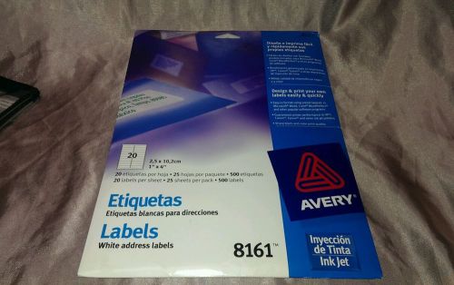 Avery 8161 Inkjet Labels, Mailing, 1&#034;x4&#034;, 298/PK, White 15 sheets.
