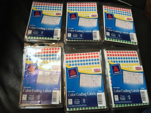 Avery Round Color-coding Removable Labels AVE05795 - Lot of 6 packs