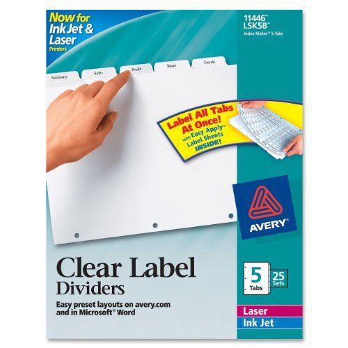Avery Index Maker Clear Label Divider - Blank - 8.50&#034; X 11&#034; - 125 / (ave11446)
