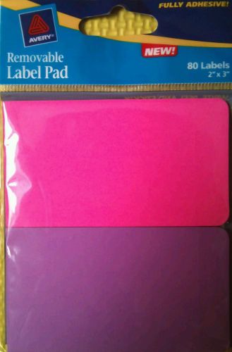 NIP AVERY Removable Label Pad 80 Labels (2&#034; X 3&#034;) Rectangle