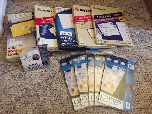 Lot of Avery Office Supplies- mailing labels, post cards and CD cases