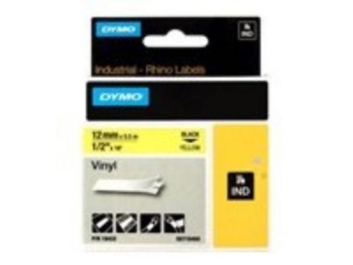 Dymo rhinopro adhesive vinyl label tape  1/2-inch  18-foot cassette  yellow (184 for sale