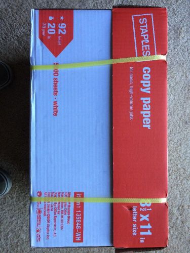 Staples Copy Paper 8 1/2 x 11 White 135848-WH 5000 pages - PICK UP ONLY