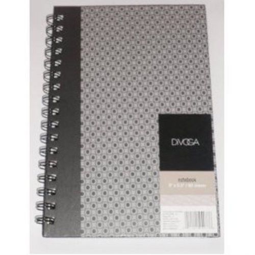 DIVOGA Izabella Collection NOTEBOOK 9 X 5.5 / 80 SHEETS Black and Gray by DIVOGA