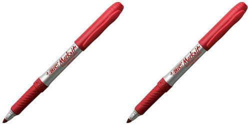 BIC Mark-it Fine Point Permanent Markers, Red, 2 pens - Rubberized grip