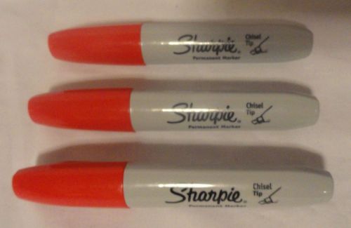 SHARPIE, CHISEL TIP MARKER SET, 3 RED COLOR MARKERS, BRAND NEW FREE FAST SHIP