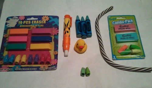 FOOHY, DUCK, CRAYON LOOKING ERASERS AND MORE