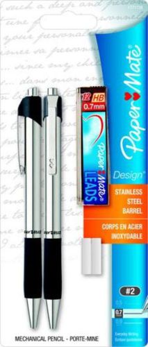 Paper Mate Design Mechanical Pencil 0.7mm 2 Count Silver Stainless Steel