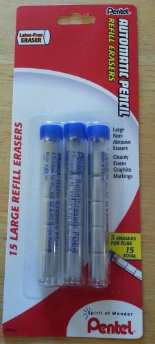 Pentel Click Eraser Refills, 5 per tube 3 Tubes (Pentel PDE-1)