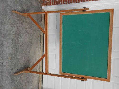 Vintage Chalkboard Bulletin Board oak stand school black board