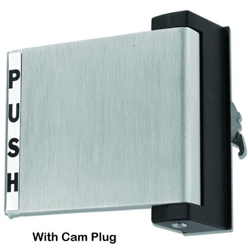 Push &amp; pull aluminum reversible paddle door handle, push to left, narrow stile for sale